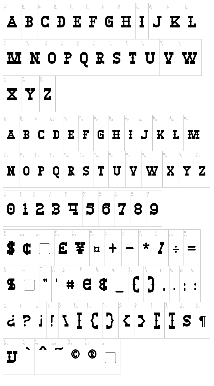 Winslett font map